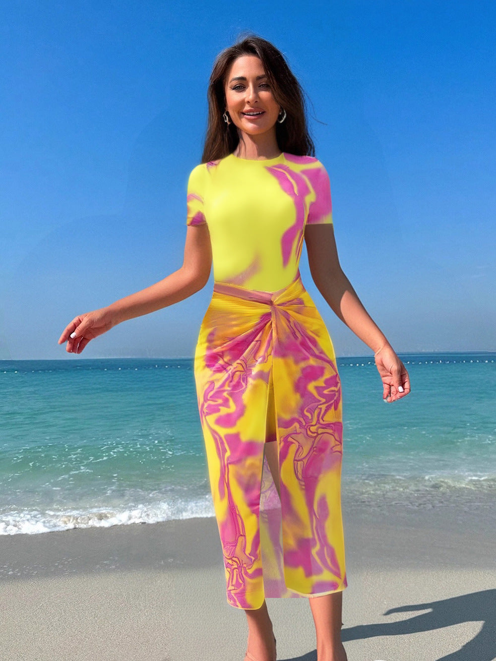 Women's stylish beach dress with knotted waist Mune Fashion