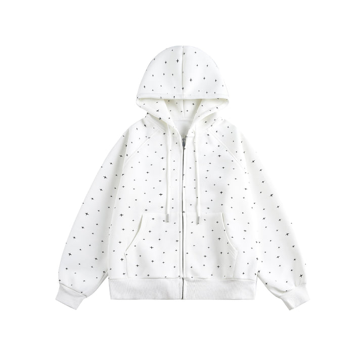 Unisex Oversized Hoodie Jacket with Star Print and Full Zip Mune Fashion