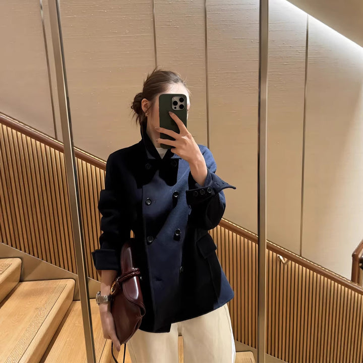 Women Elegant Double-breasted Jacket Mune Fashion