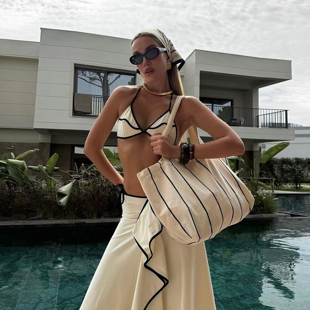 Ladies bikini set with asymmetric skirt and adjustable triangle top Mune Fashion