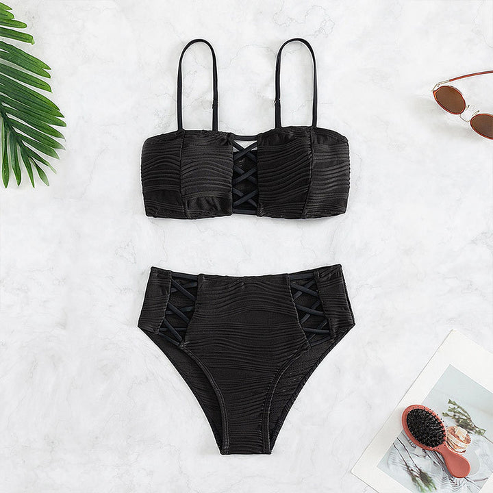 Ladies Bikini Set with textured surface and decorative inserts Mune Fashion