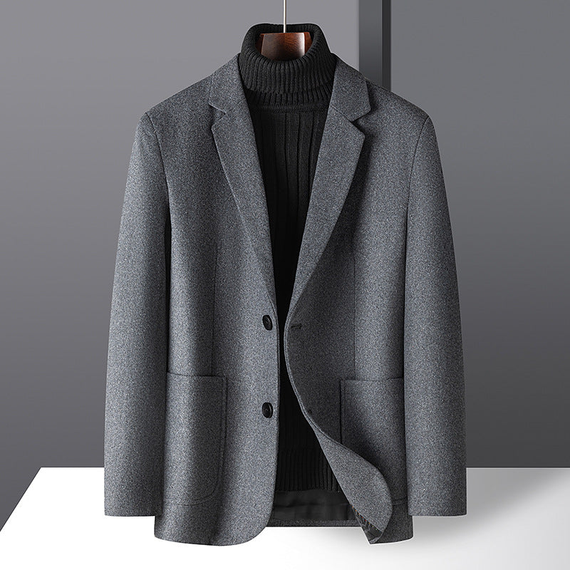 Men's Smart-Casual Short Blazer Made of Wool Blend with Patch Pockets and Light Thermal Lining Mune Fashion