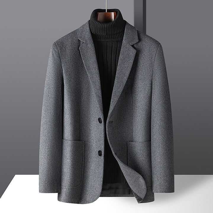 Men's Smart-Casual Short Blazer Made of Wool Blend with Patch Pockets and Light Thermal Lining Mune Fashion