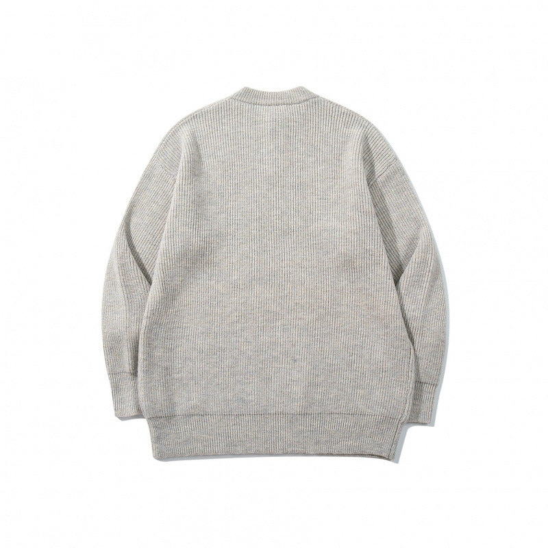 Unisex Oversize Chunky Knit Henley Sweater with Melange Structure and Ribbed Finishes Mune Fashion