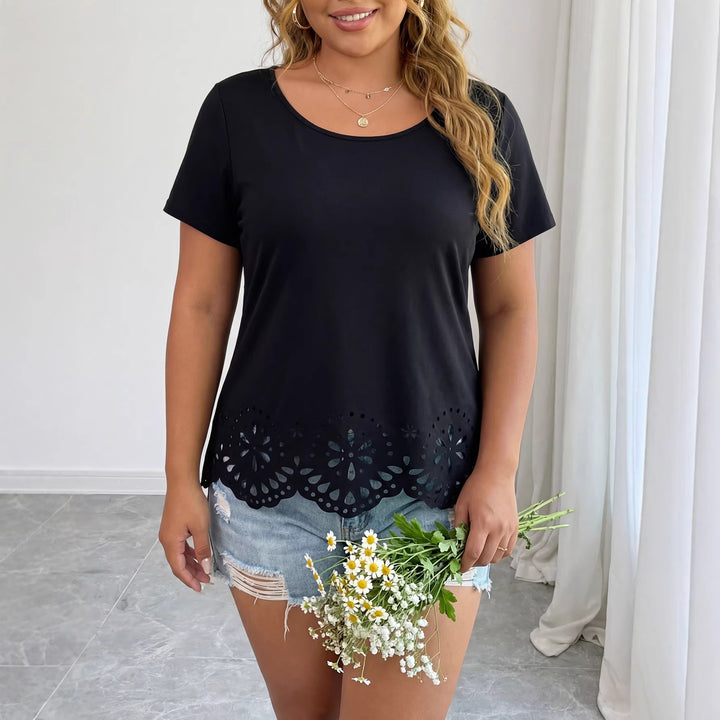 Women's trendy T-shirt with floral cut-out details Mune Fashion