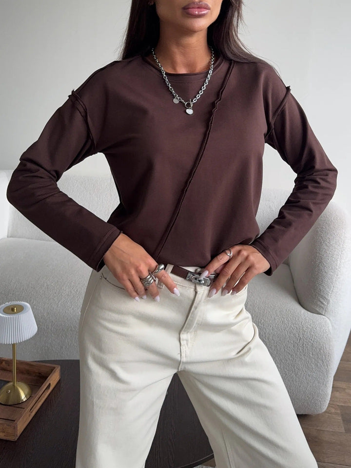 Women Oversized Longsleeve with diagonal seam and drop shoulders Mune Fashion