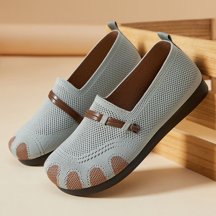 Women's knitted comfort slippers with toe look, elastic entry and shock-absorbing EVA sole Mune Fashion