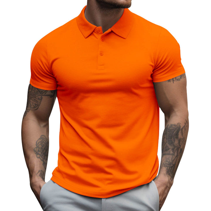 Men's athletic fitted pique polo shirt short-sleeved with hidden button placket Mune Fashion
