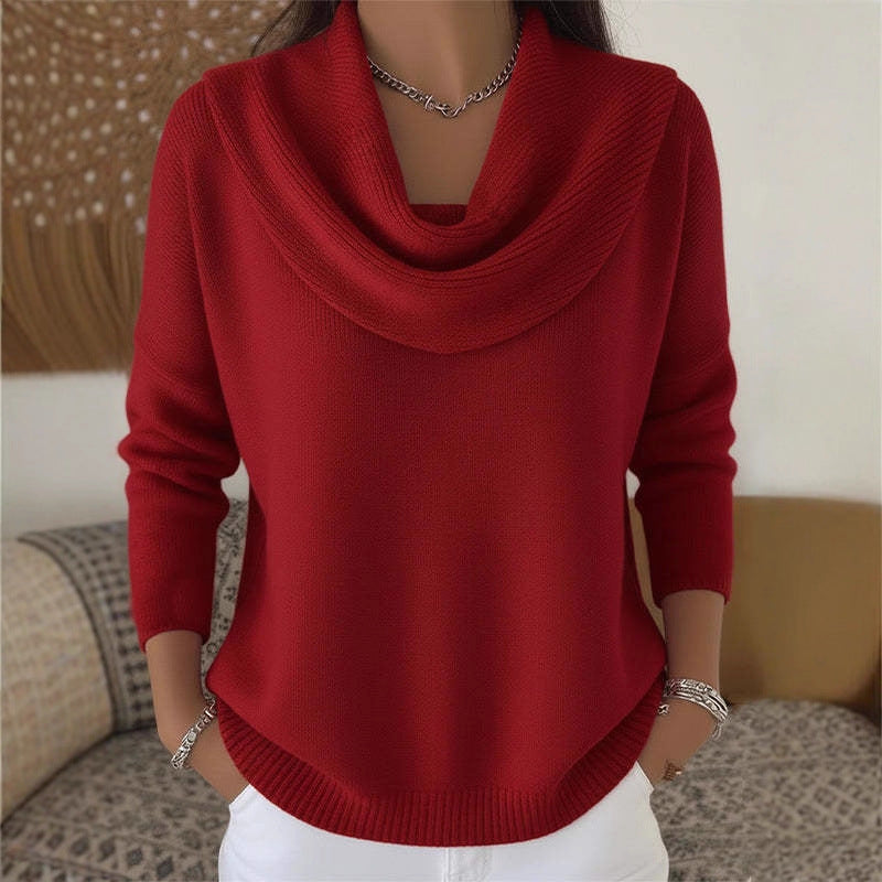 Women's Stylish Bootcut Sweater with Waterfall Neckline Mune Fashion