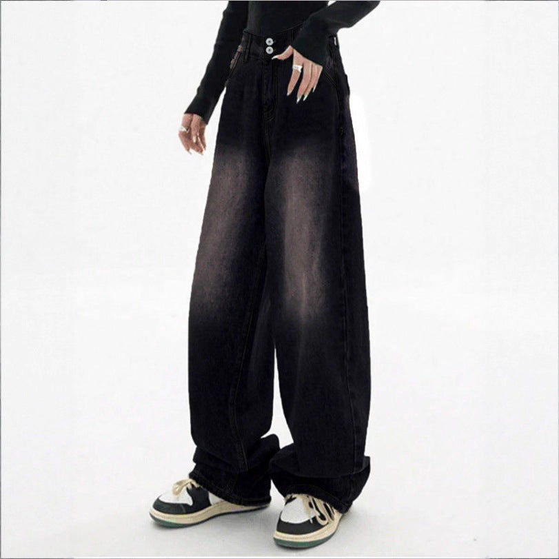 Women's High-Waisted Baggy Jeans made of Denim with Extra Wide Leg and Used-Fade Mune Fashion