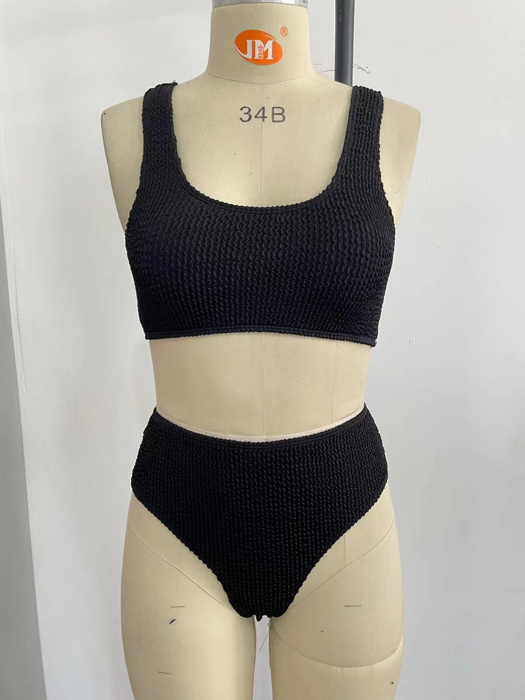 Ladies High-Waist Bikini Set with fashionable ribbed knit Mune Fashion