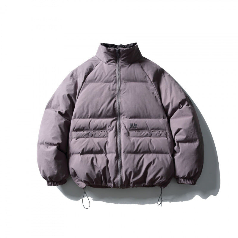 Unisex Boxy padded stand collar puffer jacket with drawstring hem and flap pockets Mune Fashion