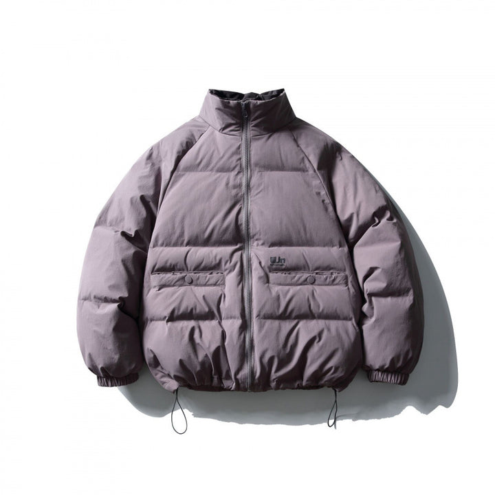 Unisex Boxy padded stand collar puffer jacket with drawstring hem and flap pockets Mune Fashion