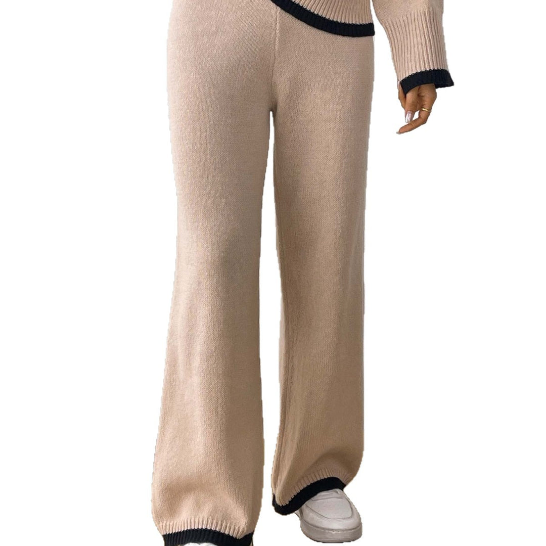 Women's casual knit pants with contrasting cuffs Mune Fashion