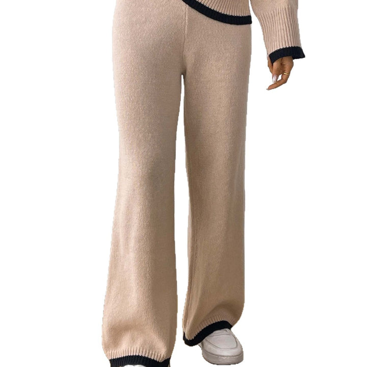 Women's casual knit pants with contrasting cuffs Mune Fashion