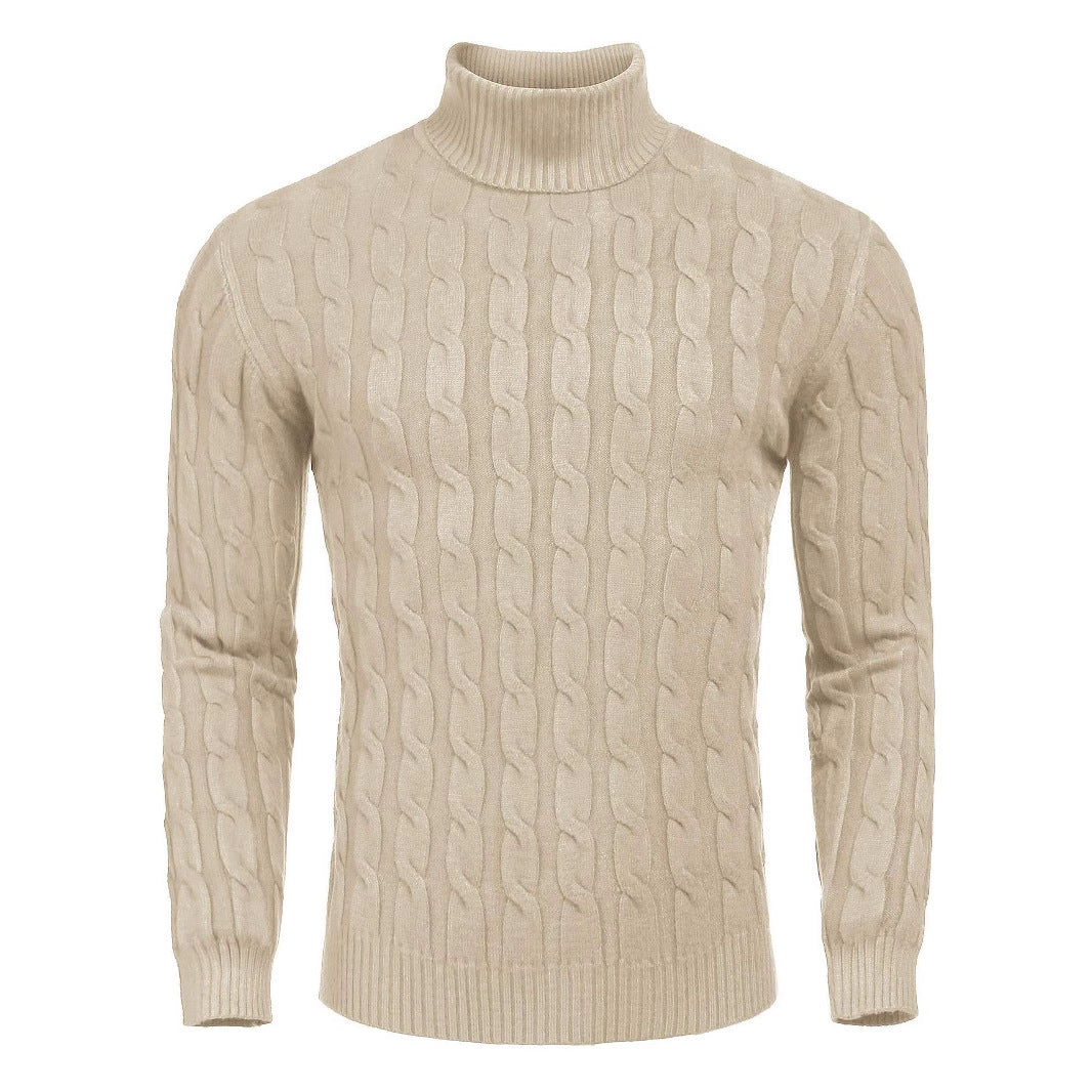 Men's fine knit sweater with high collar
