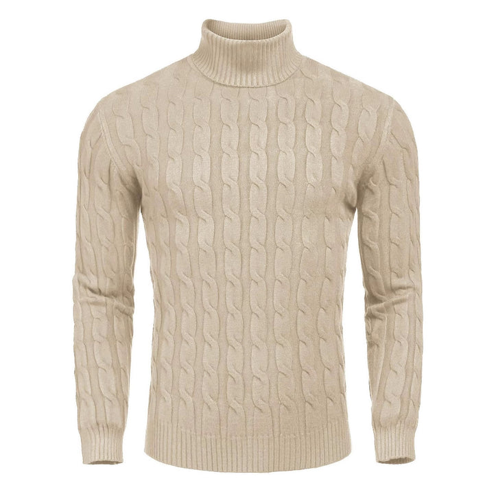 Men's fine knit sweater with high collar