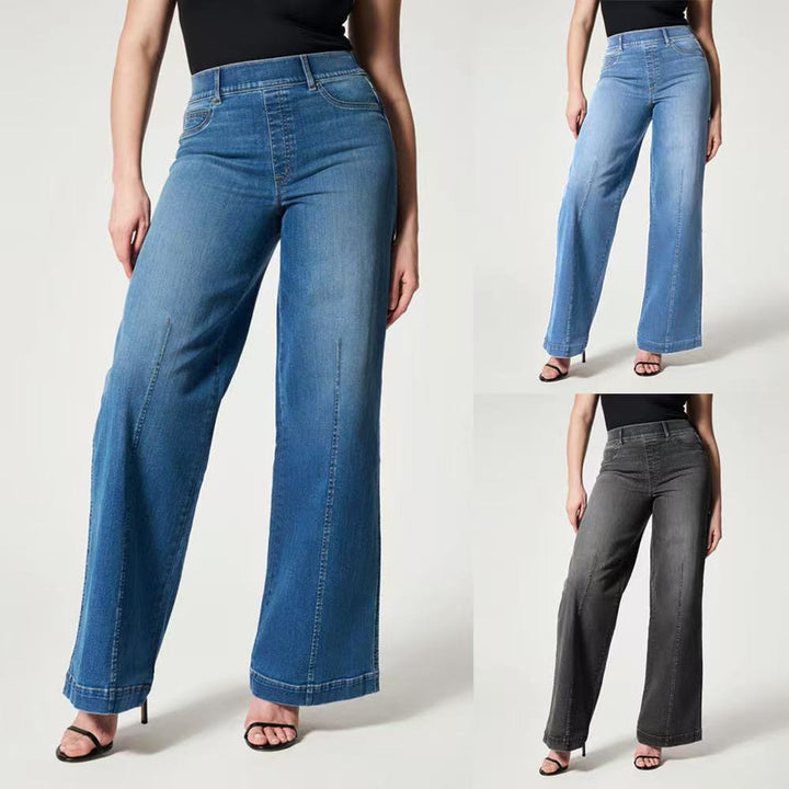 Women’s wide jeans with a high waistband and subtle center seam Mune Fashion