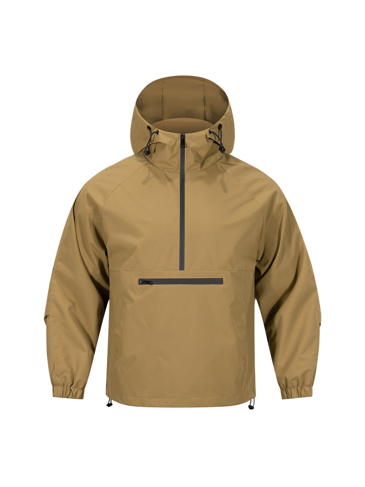 Men's Wind and Water Repellent Anorak Pullover Jacket with Half Zip and Kangaroo Pocket Mune Fashion