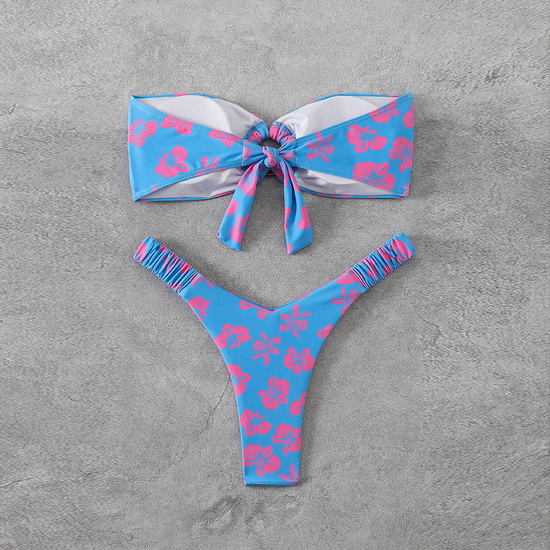 Ladies bandeau bikini with sophisticated floral pattern Mune Fashion