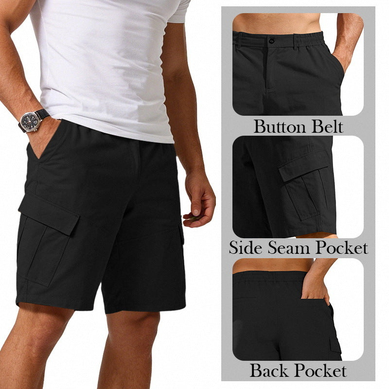Men's button waistband Bermuda shorts with partially elastic back and applied flap pockets Mune Fashion
