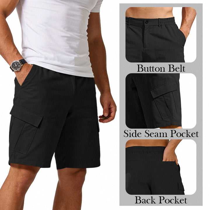 Men's button waistband Bermuda shorts with partially elastic back and applied flap pockets Mune Fashion