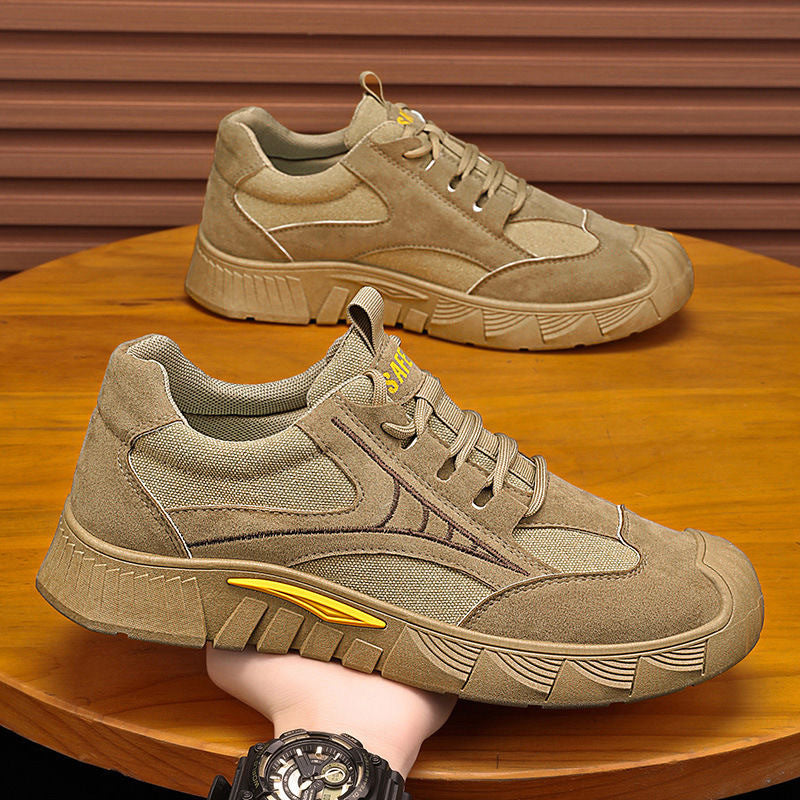 Men's Robust-Padded Retro-Trail-Sneaker made of Velour and Mesh Mix with Eye-Catching Profile Sole Mune Fashion