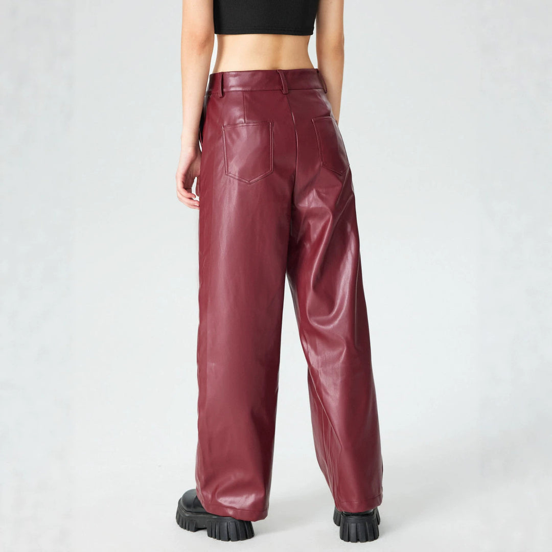 Women's Elegant Faux Leather Pants Mune Fashion