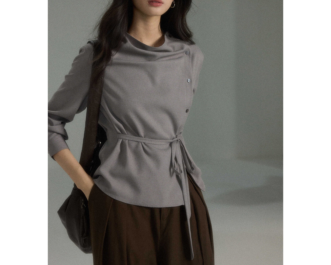 Women's Fashion Blouse with Wrap Neckline Mune Fashion