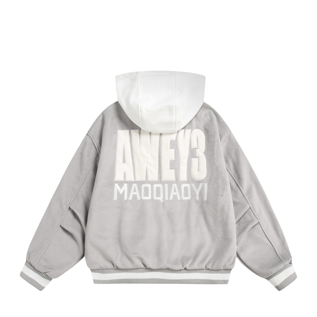 Unisex Oversize Fleece-Bomber Jacket with Contrast Hood Mune Fashion