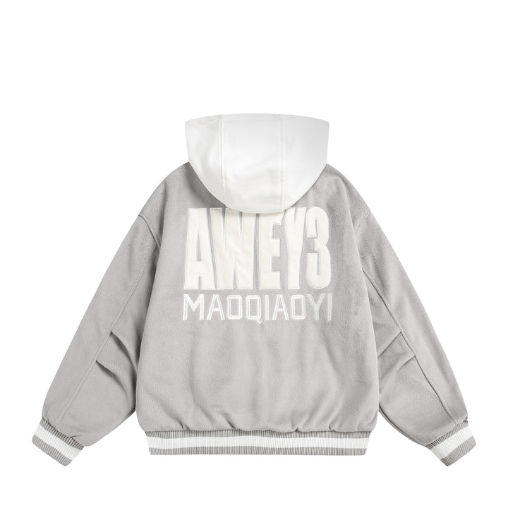 Unisex Oversize Fleece-Bomber Jacket with Contrast Hood Mune Fashion