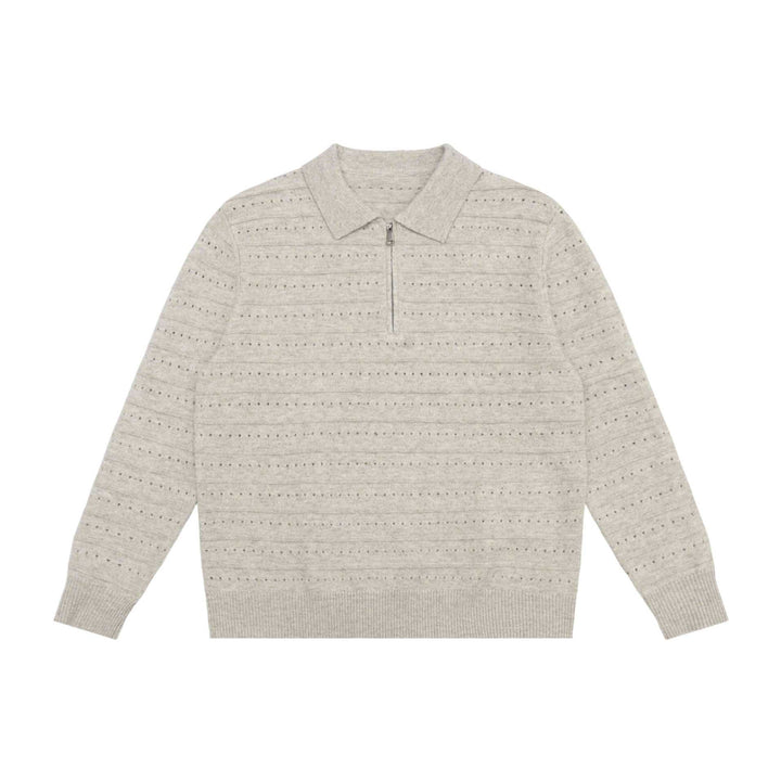 Men's knit polo shirt with half zipper and structured knit Mune Fashion