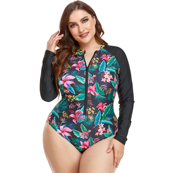 Women's Rashguard Swimsuit with Floral Pattern Mune Fashion