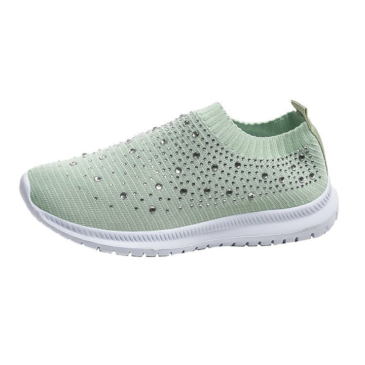 Women’s knit slip-on sneaker with elastic shaft and decorative stones Mune Fashion
