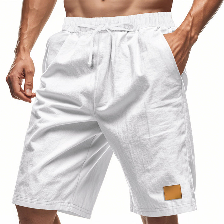 Men's drawstring Bermuda shorts made of soft cotton blend with elastic waistband and side pockets Mune Fashion
