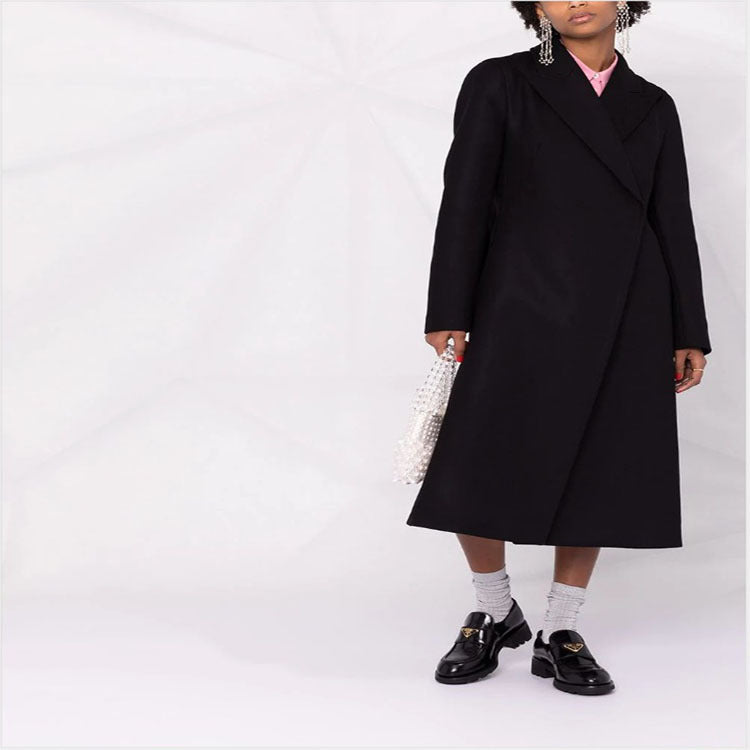 Women's Tailored A-Line Coat with Asymmetrical Single-Breasted and Flared Skirt Mune Fashion