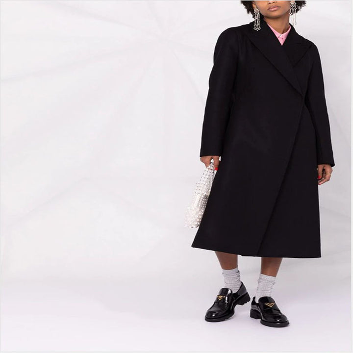 Women's Tailored A-Line Coat with Asymmetrical Single-Breasted and Flared Skirt Mune Fashion
