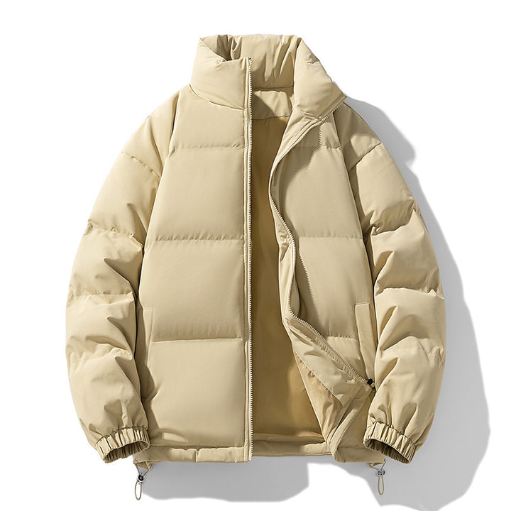 Men's Padded Puffer Jacket with High Stand Collar, Windproof Outer Layer and Adjustable Drawstring Hem Mune Fashion