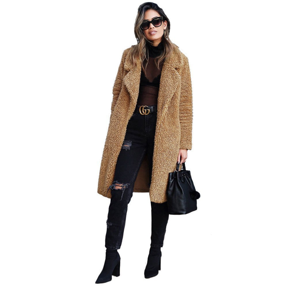 Women's cuddly teddy coat with oversized cut and high collar Mune Fashion