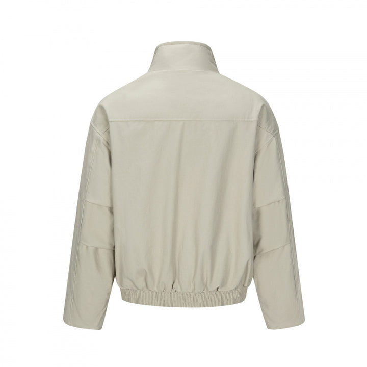 Men's Asymmetric Short Jacket with Stand Collar, Quilted Front Placket and Elastic Hem Mune Fashion