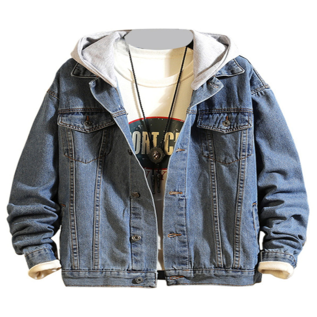 Men's Fashionable Denim Jacket with Hood Mune Fashion