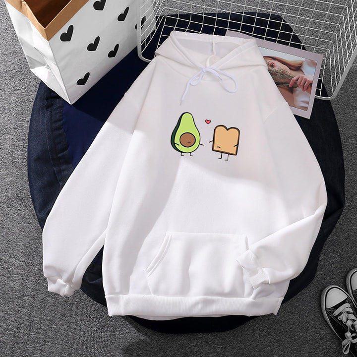 Women's oversized hoodie with kangaroo pocket and cute avocado toast print Mune Fashion