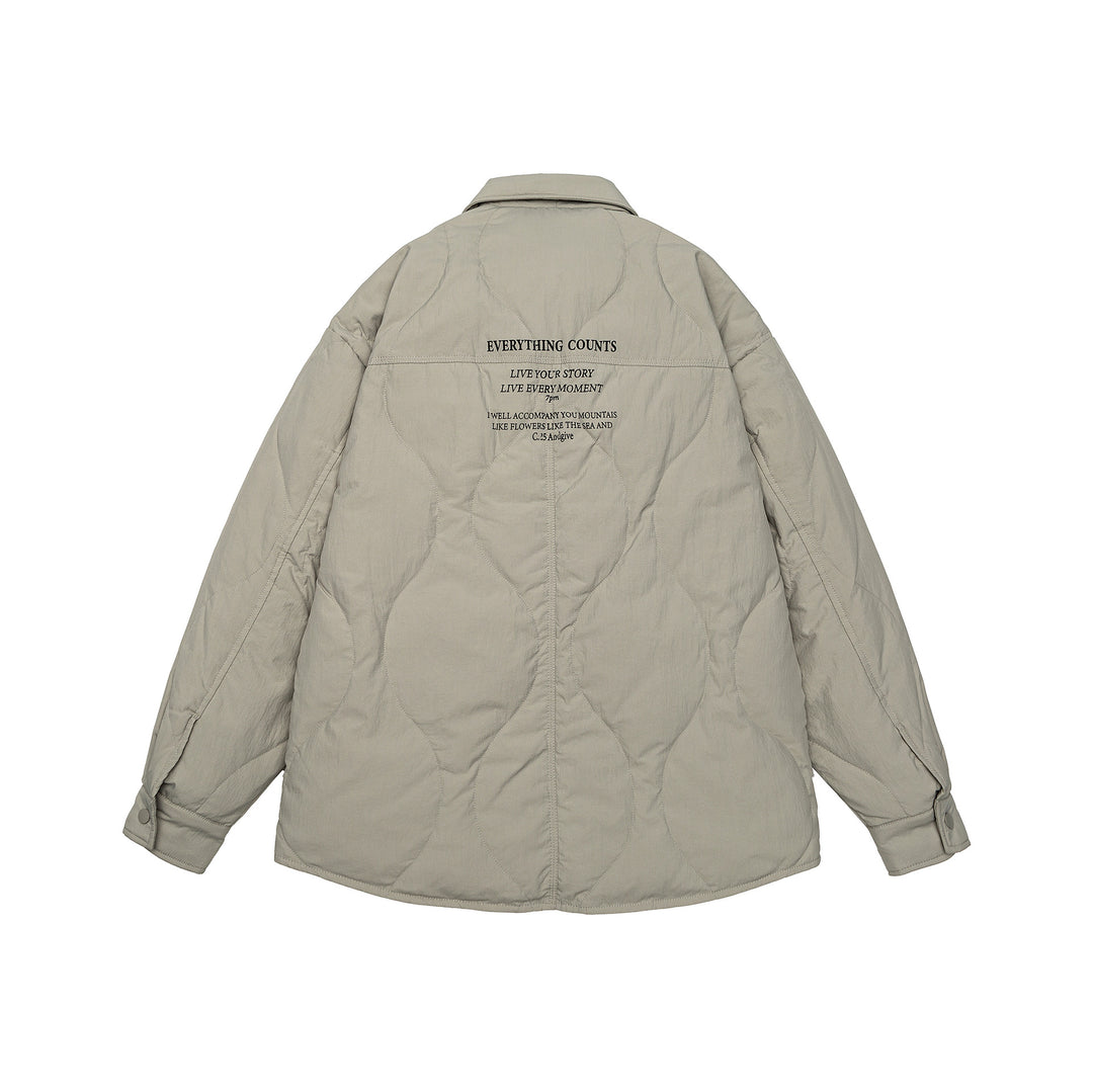 Men's Quilted Oversized Shirt Jacket with Quilting, Snap Buttons, and Chest Pockets Mune Fashion
