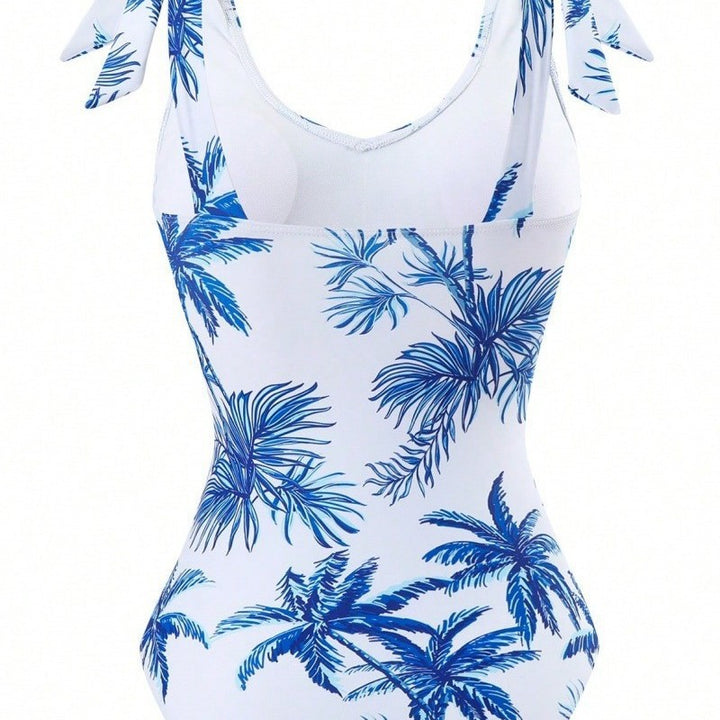 Women's jumpsuit with floral palm print and elegant overlay Mune Fashion