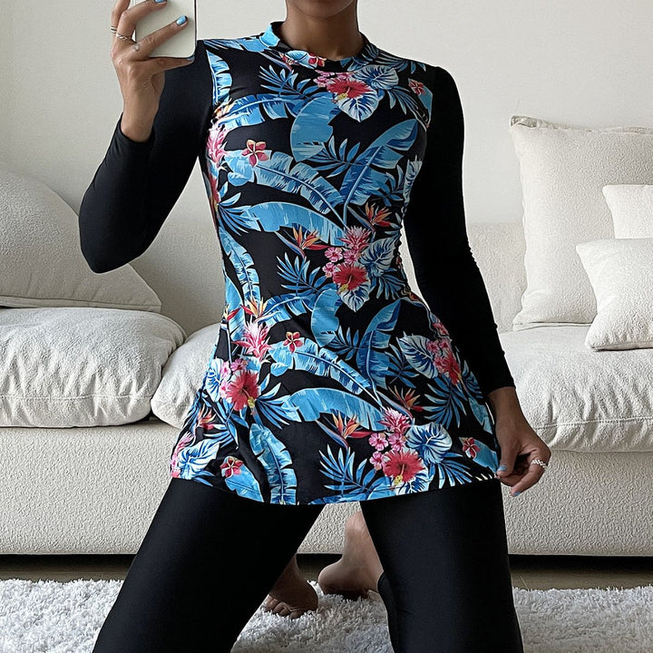 Women's Stylish UV Protection Swimsuit with Floral Pattern Mune Fashion