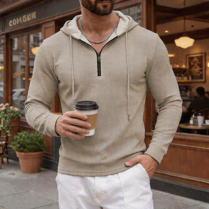 Men's textured half-zip hoodie in Slim Fit Mune Fashion