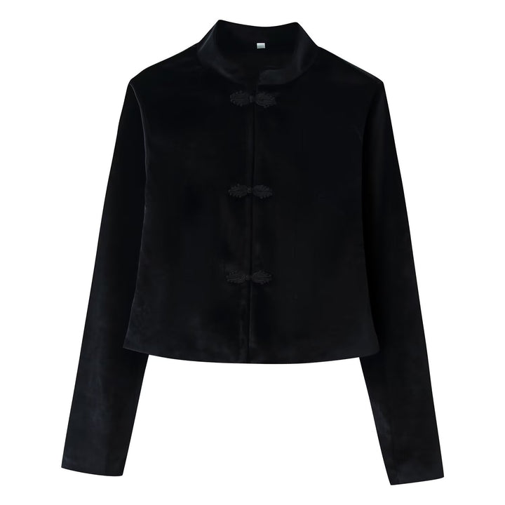 Women’s short jacket with standing collar and decorative cord buttons Mune Fashion