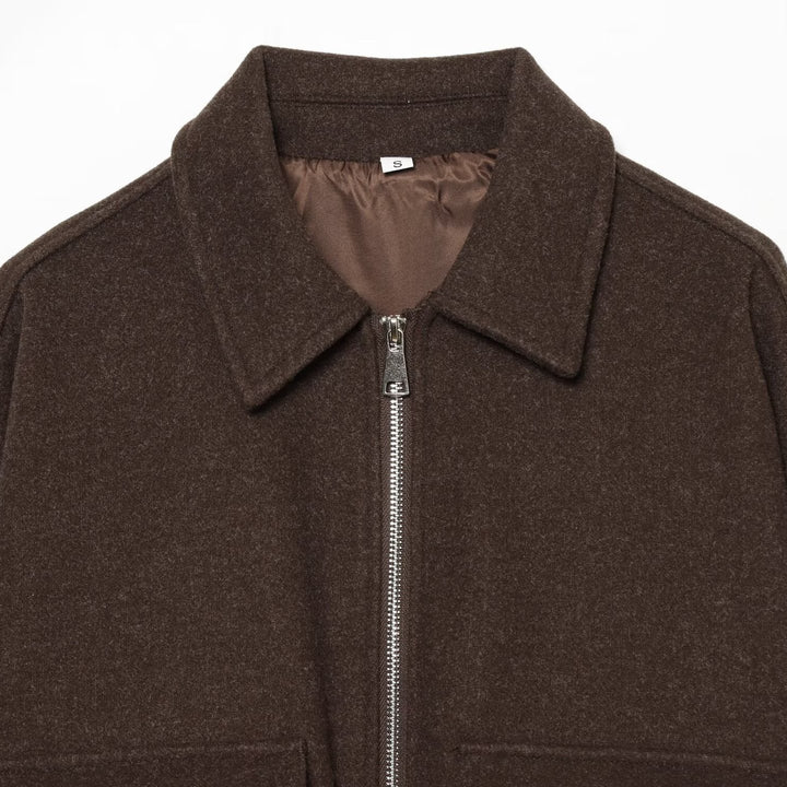 Ladies short jacket made of wool blend with zipper, flap pockets and elastic hem Mune Fashion