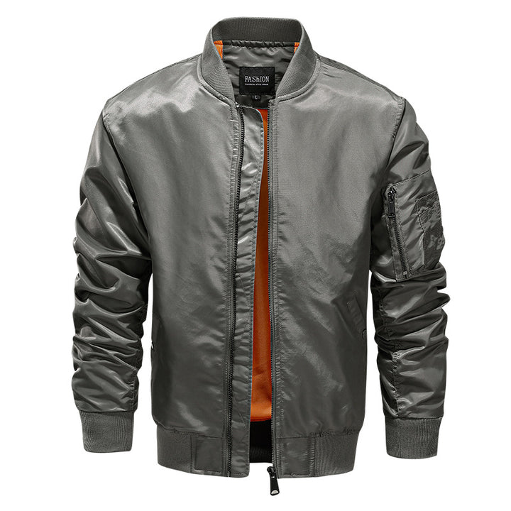 Men's Lightweight Nylon Bomber with Contrasting Lining and Arm Pocket Mune Fashion