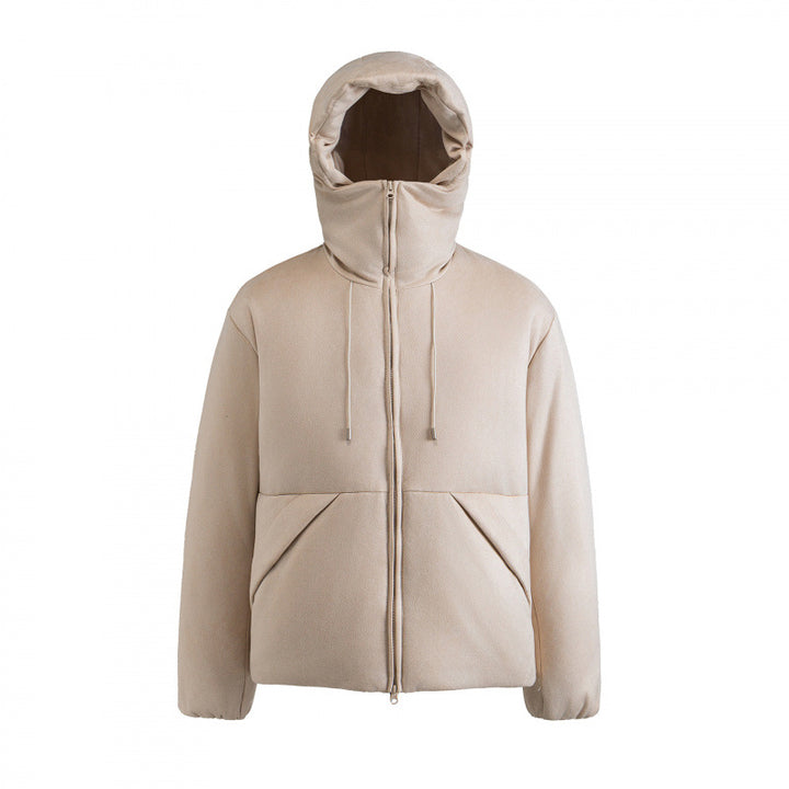 Unisex Padded Boxy Jacket with High Stand-up Collar and Hood Mune Fashion